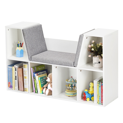 Topbuy Storage Cabinet Kids Bookcase Multi-Functional Display Shelf With 6 Cubby White
