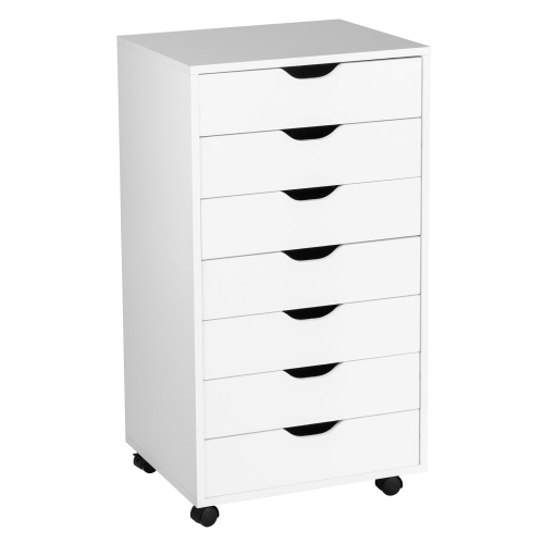 Topbuy 5/7-Drawer Chest Mobile Lateral Filing Cabinet Floor Storage Organizer White