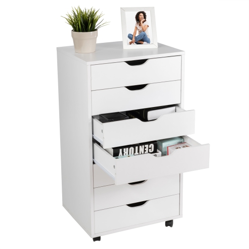 Topbuy 5/7-Drawer Chest Mobile Lateral Filing Cabinet Floor Storage Organizer White