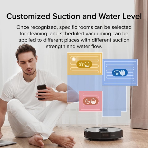 Roborock S6 MaxV Robot Vacuum w/ ReactiveAI & Intelligent Mopping, Lidar Navigation, 2500Pa Suction, 180mins Runtime, No-mop Zones, Ideal for Pet Hair, Carpets, Hard Floors (Black)