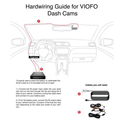 Spliced Hardwire Kit for BlackboxMyCar PowerCell 8 Dash Cam Battery Pack