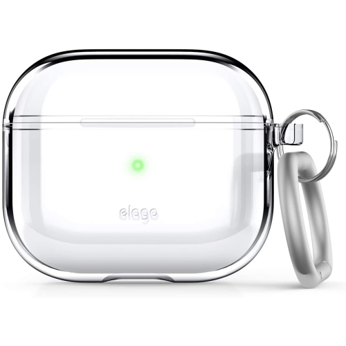 elago Clear Case with Keychain Compatible with AirPods 3 Case Cover, Gel Tape Included, Reduced Yellowing, Clear Protection, Supports Wireless