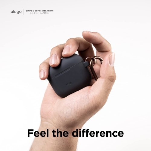 elago Silicone Case Compatible with AirPods 3rd Generation Case - Carabiner Included, Supports Wireless Charging, Shock Resistant, Full Protection