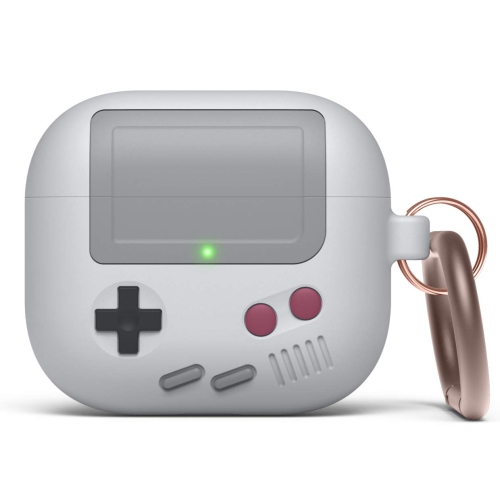Image 1 de 9.. Elago AW5 Compatible avec les AirPods 3ᵉ Generation étui, étui classique pour console de jeu portative, antichoc, mousqueton inclus [gris pâle]
