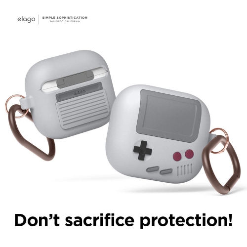 Elago AW5 Compatible avec les AirPods 3ᵉ Generation étui, étui classique pour console de jeu portative, antichoc, mousqueton inclus [gris pâle]