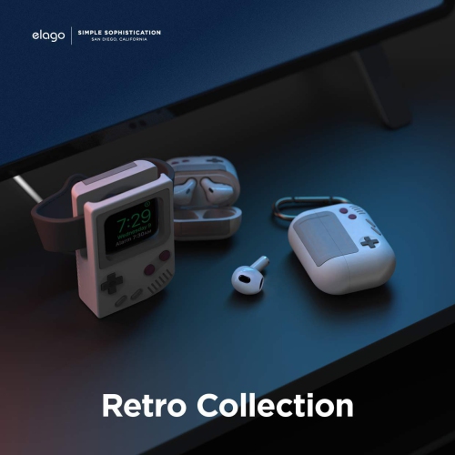 Elago AW5 Compatible avec les AirPods 3ᵉ Generation étui, étui classique pour console de jeu portative, antichoc, mousqueton inclus [gris pâle]