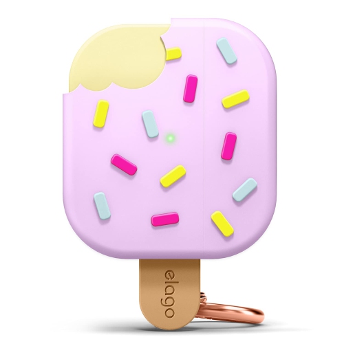Image 1 de 6.. Étui Elago Ice avec mousqueton compatible avec les AirPods 3 - Étui mignon, prise en charge du chargement sans fil, protection complète, résistance