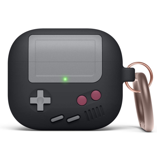 Image 1 de 9.. Elago AW5 Compatible avec les AirPods 3ᵉ Generation étui, étui classique pour console de jeu portative, antichoc, mousqueton inclus [noir]