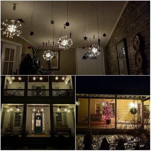 4 Pack Firework Hanging Lights 120 LEDs Fairy Lights for Home, Indoor & Outdoor