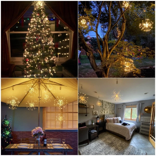 4 Pack Firework Hanging Lights 120 LEDs Fairy Lights for Home, Indoor & Outdoor