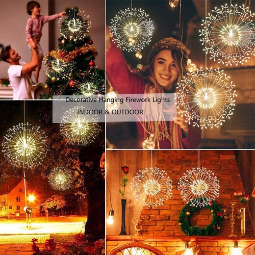 4 Pack Firework Hanging Lights 120 LEDs Fairy Lights for Home, Indoor & Outdoor
