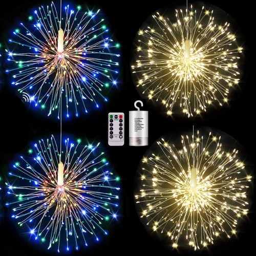 ISTAR  4 Pieces Firework Lights Led String Lights Fairy Decorative Twinkle Starburst Lights \w Remote Control for Patio Party Indoor Home Decoration