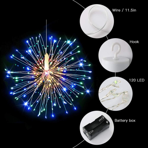 4Pack Fairy String Lights Christmas Lights 120 LED Starburst String Lights 8 Modes Dimmable