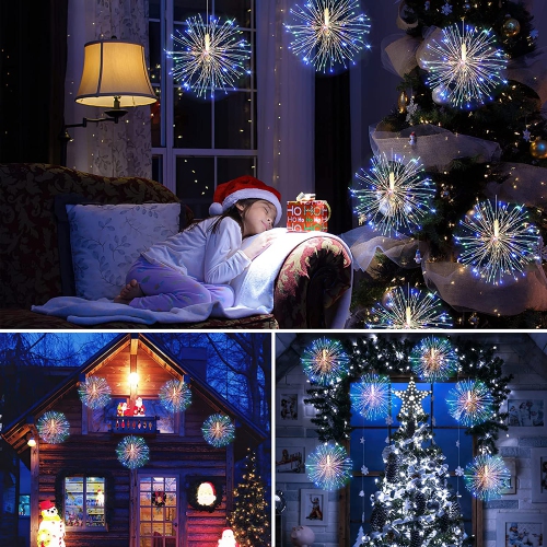 4Pack Fairy String Lights Christmas Lights 120 LED Starburst String Lights 8 Modes Dimmable