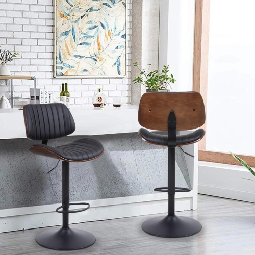 Bar Stool Industrial Swivel Upholstered with Foot Ring, Mid-Back Counter Stool Barstool, Adjustable Height range from 25.6"to 33.5"