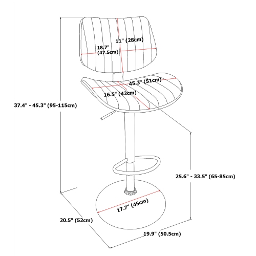 Bar Stool Industrial Swivel Upholstered with Foot Ring, Mid-Back Counter Stool Barstool, Adjustable Height range from 25.6"to 33.5"