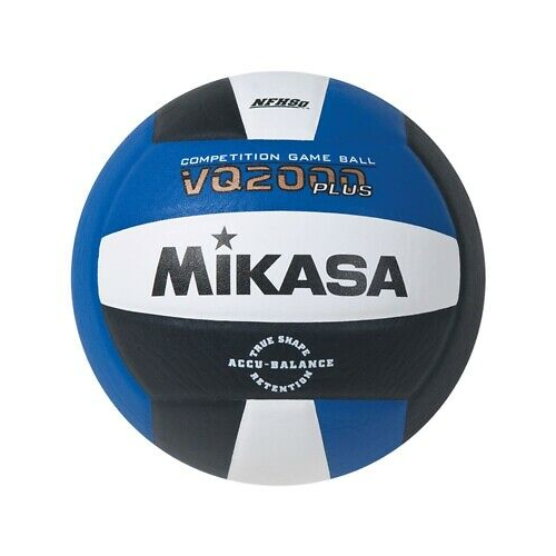 Ballon de volleyball intérieur en composite à microcellules Mikasa série VQ2000 - taille officielle 5, bleu royal, noir et blanc