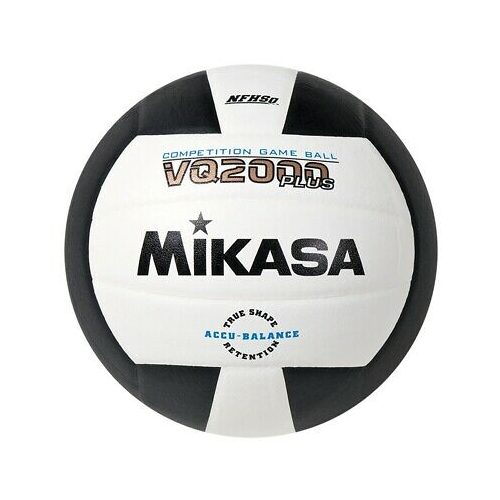 Ballon de volleyball intérieur en composite à microcellules Mikasa série VQ2000 - taille officielle 5, noir et blanc