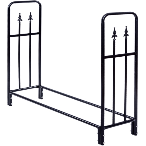 Image 1 of 8.. Topbuy 4 Feet Outdoor Firewood Storage Holder Heavy Duty Steel