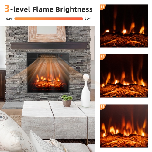 Topbuy 18" Electric Fireplace Heater Freestanding & Recessed Electric Stove Heater w/Adjustable LED Flame