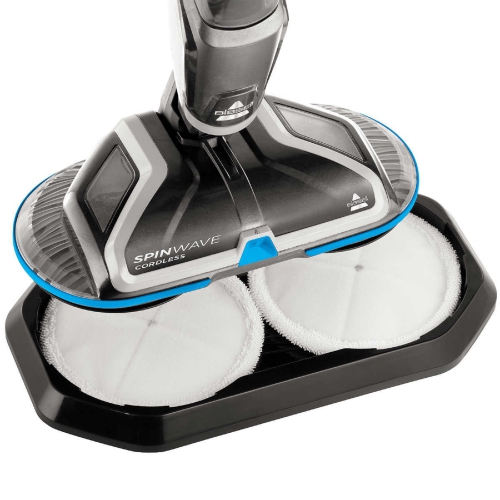 Floor Spin Mop. Bissell SpinWave 18 V lithium Ion Battery Cordless Hard Floor Spin Mop Features 2 Counter Rotating Pads Includes Set of Reusable