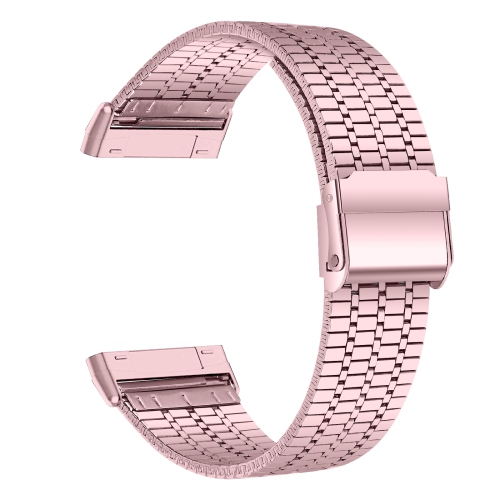 STRAPSCO  Modern Stainless Steel Watch Band Strap for Fitbit Versa 3 - Gold In Pink