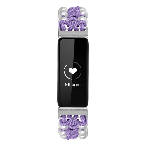 STRAPSCO  Adjustable Nylon Bead Watch Band Strap for Fitbit Inspire 2 - In Purple