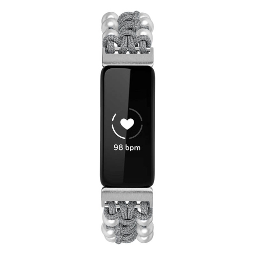 STRAPSCO  Adjustable Nylon Bead Watch Band Strap for Fitbit Inspire 2 - In Grey