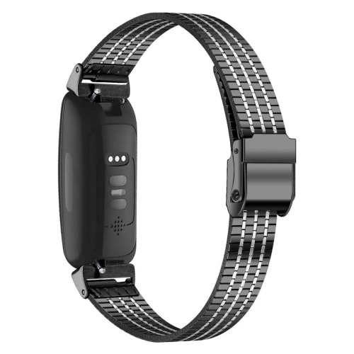 STRAPSCO  Modern Stainless Steel Watch Band Strap for Fitbit Inspire 2 - & Silver In Black