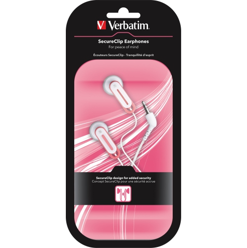 VERBATIM  Secureclip Earphones Headphones In Pink