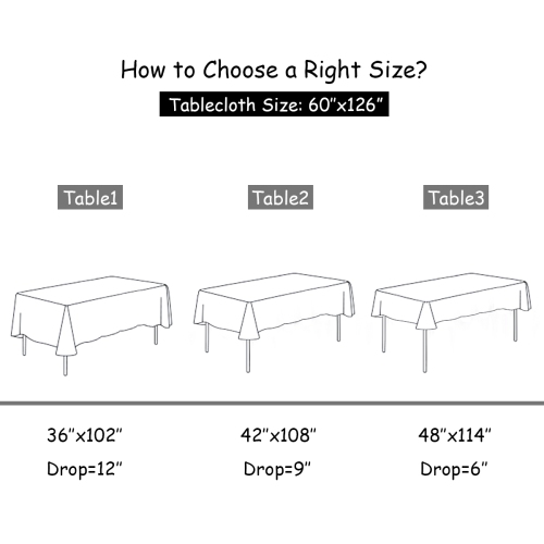 Topbuy 10-Piece 60"x126" Rectangular Plaid Tablecloth Machine Washable Polyester Table Cover Black