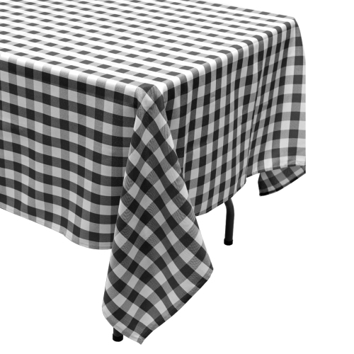 Topbuy 10-Piece 60"x126" Rectangular Plaid Tablecloth Machine Washable Polyester Table Cover Black