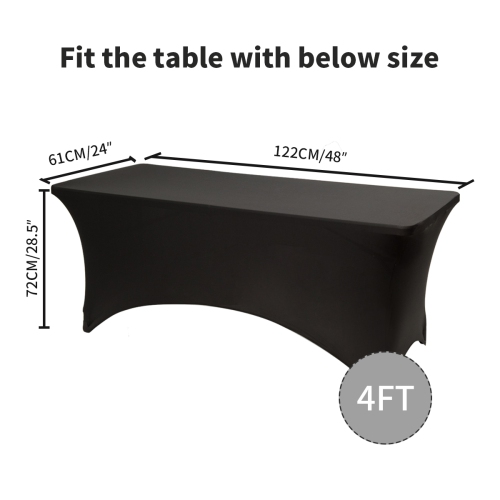 Topbuy 2-Piece 4ft Rectangular Stretchable Tablecloths Spandex Table Cover Black