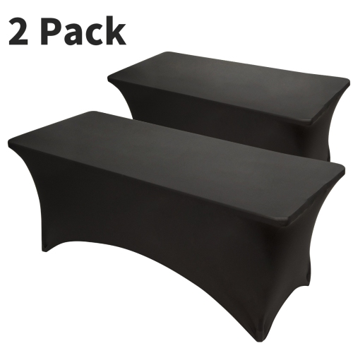 Topbuy 2-Piece 4ft Rectangular Stretchable Tablecloths Spandex Table Cover Black