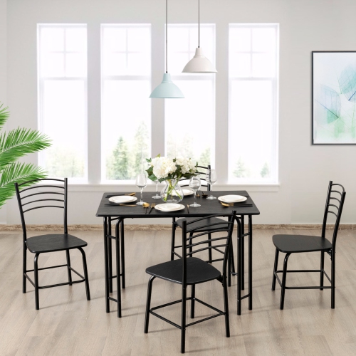 Topbuy 5 Pieces Dining Table and Chair Set Metal Frame Wooden Tabletop