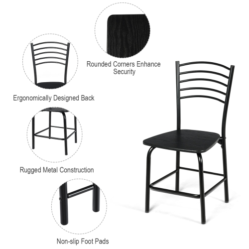 Topbuy 5 Pieces Dining Table and Chair Set Metal Frame Wooden Tabletop