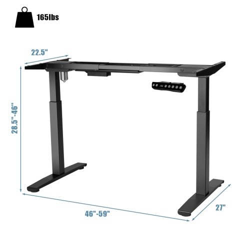 Topbuy Electric Standing Desk Frame Adjustable Motorized Sit Stand Desk Base Black WhiteBlack