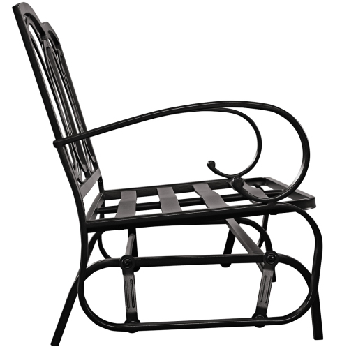Topbuy Patio Loveseat Bench Steel Frame Furniture Rocking Bench With Cushions Outdoor