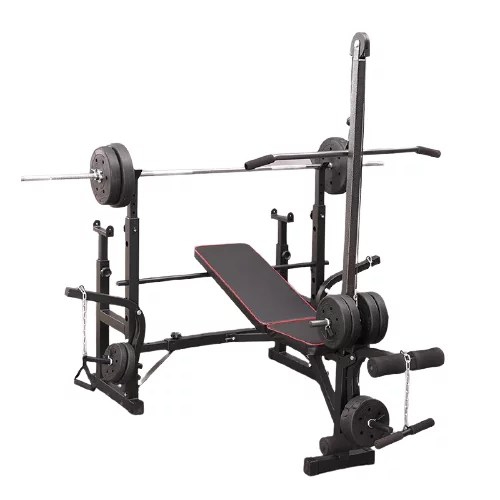 HAJEX Multifunctional Workout Station Adjustable Workout Bench with Pulley and Barbell Rack