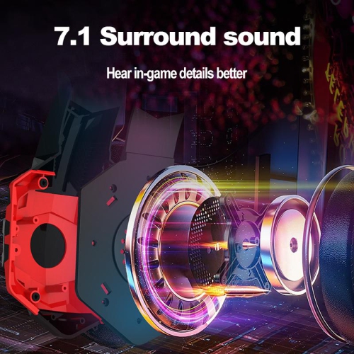 Casque de jeu G9000Max rouge avec micro omnidirectionnel à 120° et à isolation sonore, haut-parleur de 40 mm