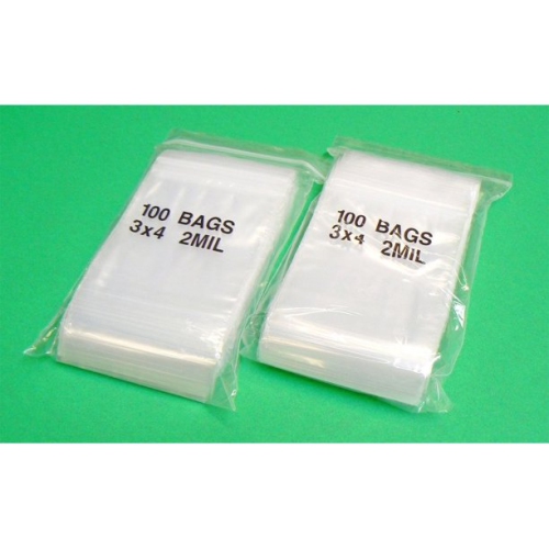 Clear Plastic Reclosable Single Zip Poly Bag Hang Hole 100 Pack 3x5-4 mil 