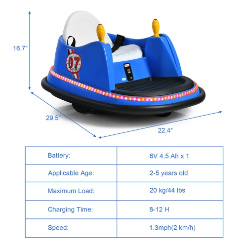 Gymax 6V Kids Ride On Bumper Car Vehicle 360° Spin Race Toy w/ Remote Control