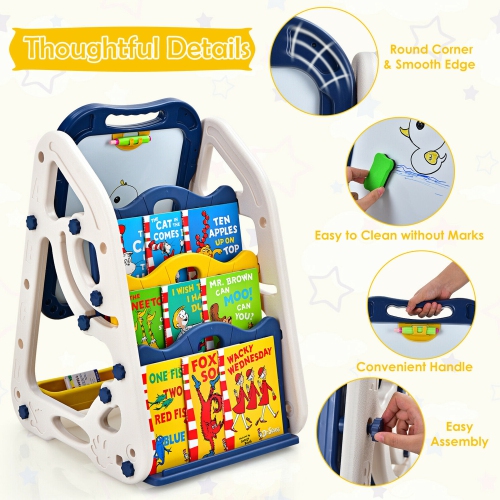 Gymax 3-in-1 Kids Art Easel Double-Sided Tabletop Easel w/Art Accessories