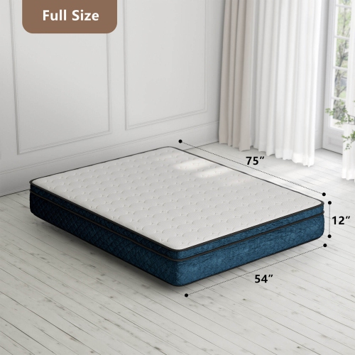 Gymax 12'' Gel Memory Foam Mattress Medium Firm Individually Pocket Spring Jacquard Full
