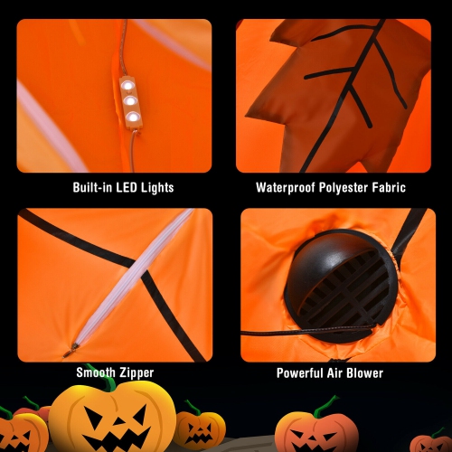 Gymax 8ft Inflatable Pumpkin Dinosaur Halloween Decoration w/ Built-in LED Lights