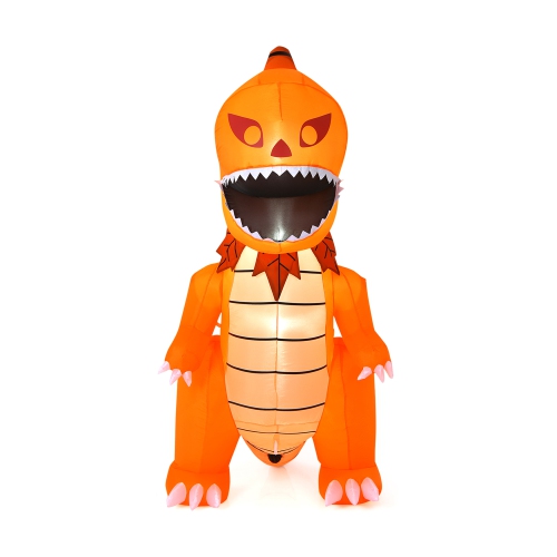 Gymax 8ft Inflatable Pumpkin Dinosaur Halloween Decoration w/ Built-in LED Lights