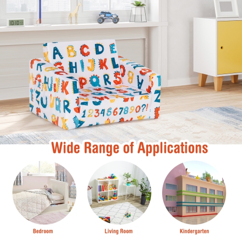 Canapé-lit 2-en-1 convertible pour enfants Gymax avec divan-lit rabattable