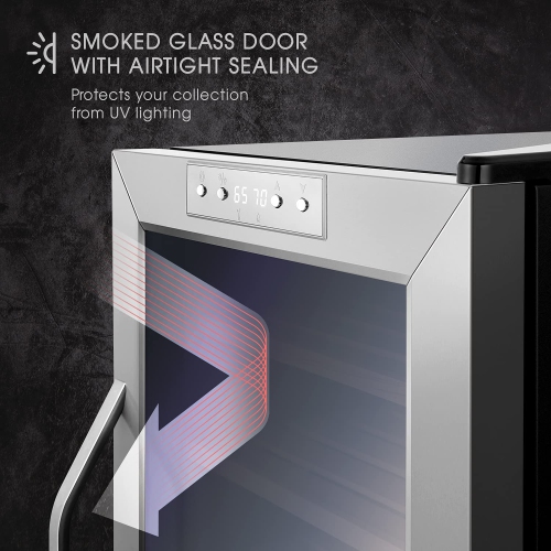 Schmécké 400 Cigar Cooler Humidor with Precise Humidity Control, Stainless Steel Trim Finish Cabinet, Spanish Cedar Wood Shelves and Drawer with