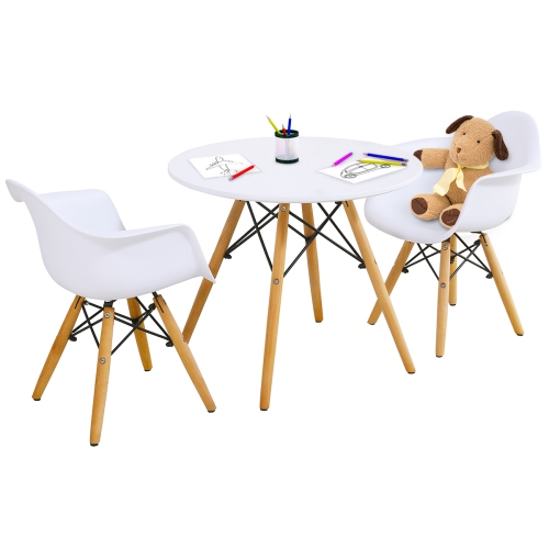 Topbuy Children Table & 2Chairs Set Solid Construction Mid-Century Dining Table Toddler