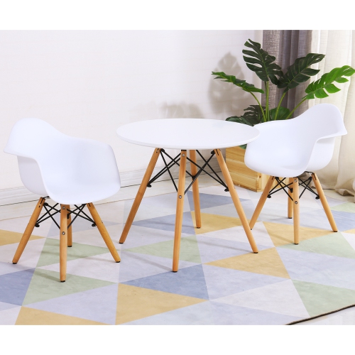 Topbuy Children Table & 2Chairs Set Solid Construction Mid-Century Dining Table Toddler